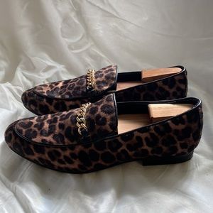H&M Leopard and Gold Chain Slip on Loafers - Size 9 MENS